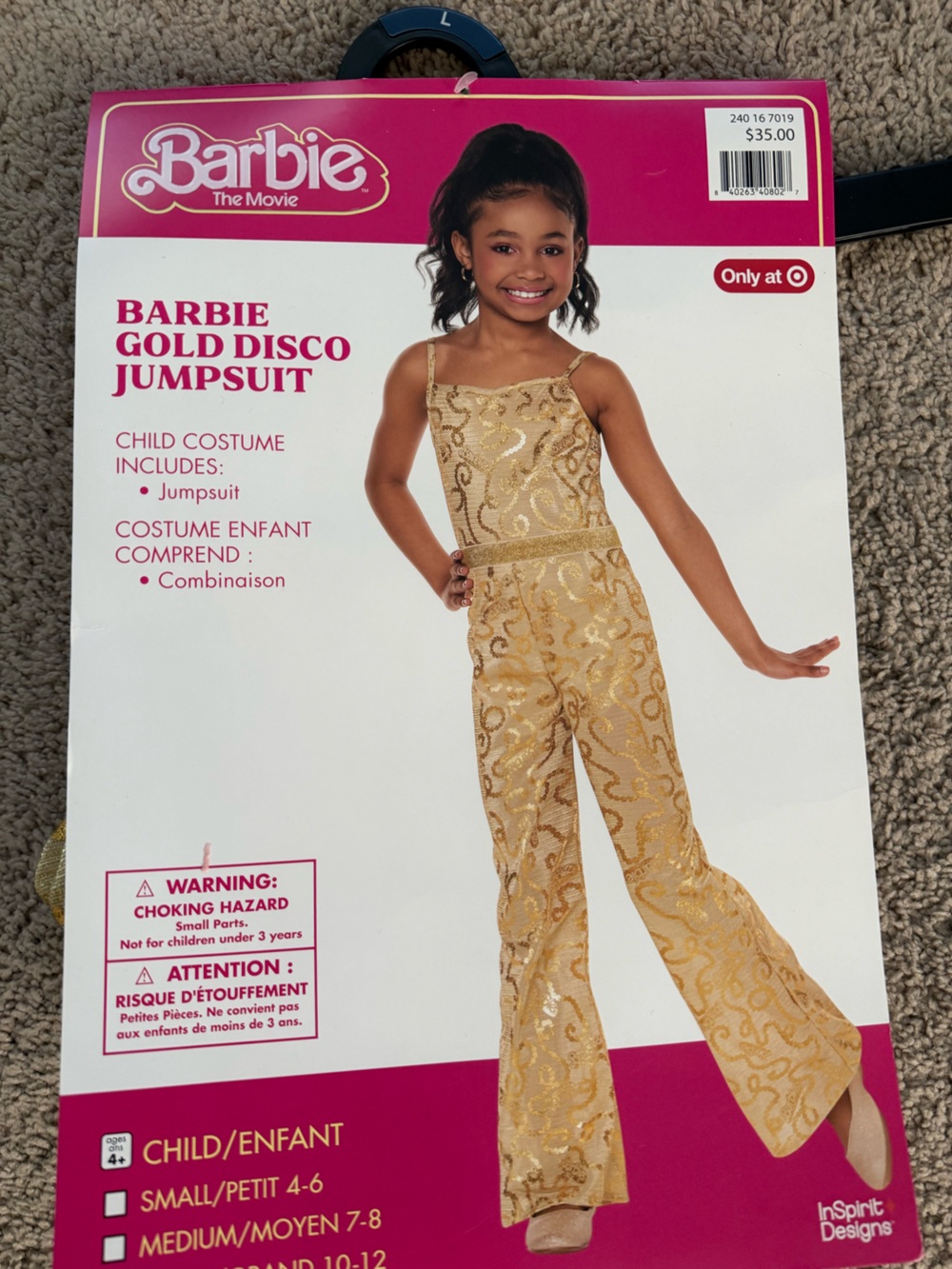 Barbie gold disco jumpsuit Halloween costume girls 10/12